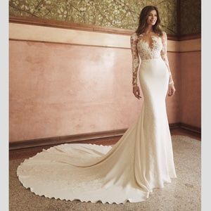 NEW UNWORN Custom Pronovias Atelier Vicenta Dress With Cathedral Veil